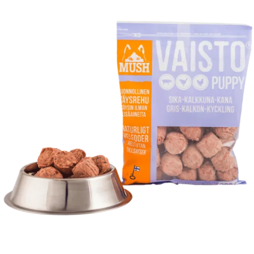 Mush B.A.R.F Vaisto puppy lyslilla gris/kalkun/kylling 800 gram
