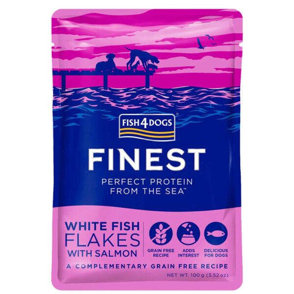 Fish4Dogs Finest White Fish Flakes with Salmon 6x100g