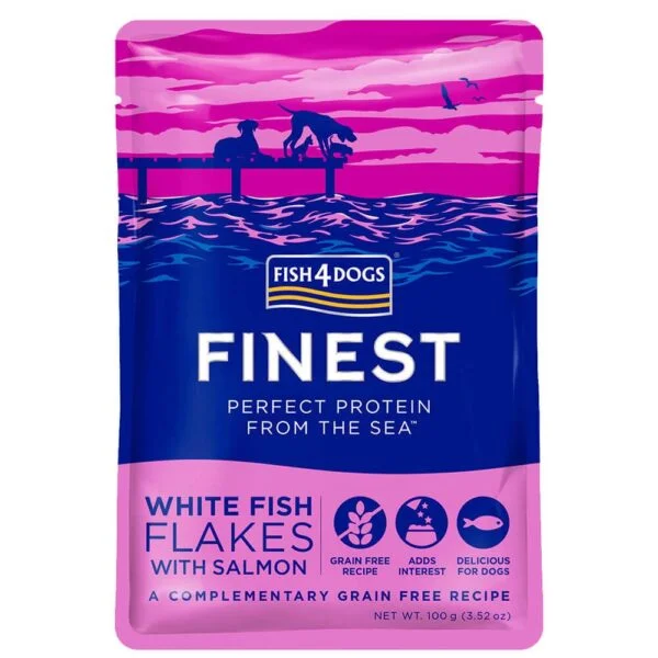 Fish4Dogs Finest White Fish Flakes with Salmon 6x100g
