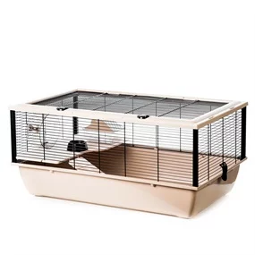 Hamsterbur Bob beige/sort m/etasjer av Tre 78x48x36cm