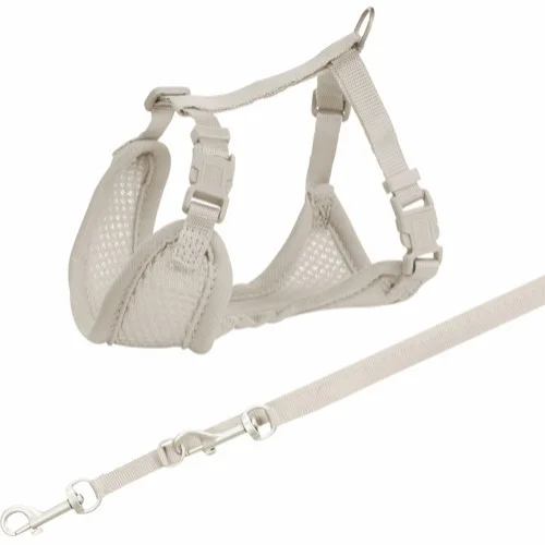 Trixie valpesett soft sele og kobbel lysegrå 26-34cm/10mmx2m