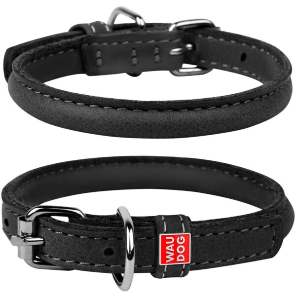 Halsbånd Waudog rundsydd svart 6mmx20-25cm