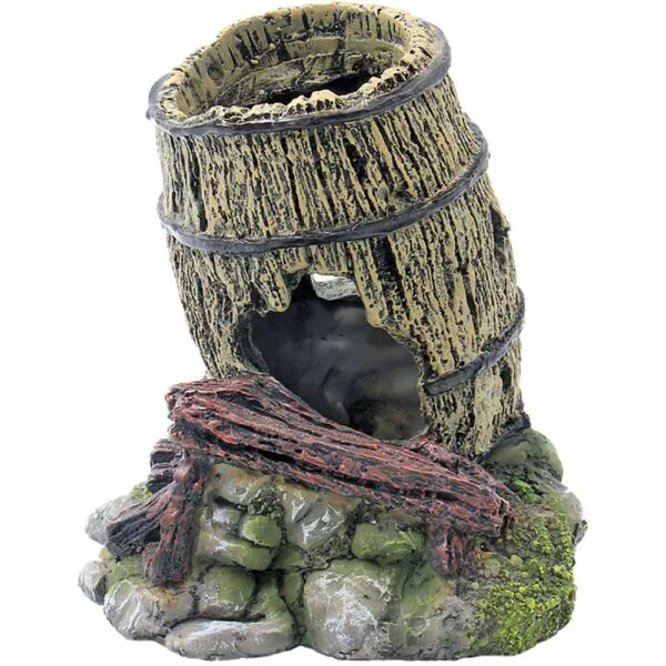 Akvariedekorasjon tønne 12,3x12x12,8cm