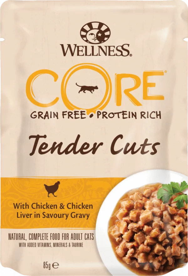 Core Cat Tender Cuts kylling og kylling lever 8x85g