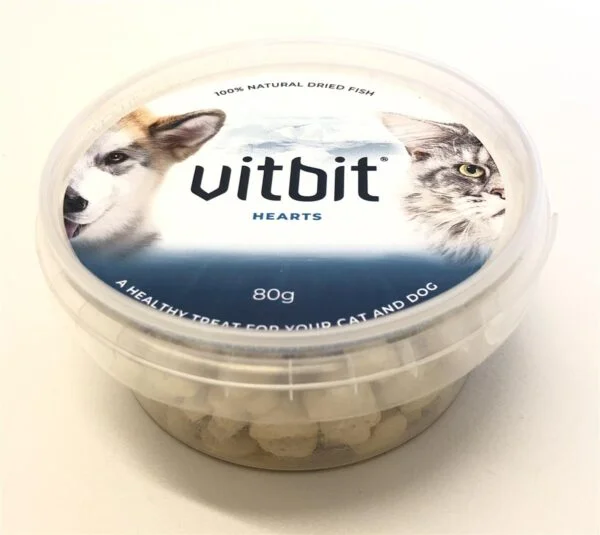 Vitbit Hearts 100% Naturlig Tørket Fisk 80g