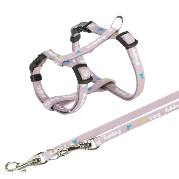 Trixie valpesett, sele+kobbel lyslilla 22-35cm, 2mx8mm