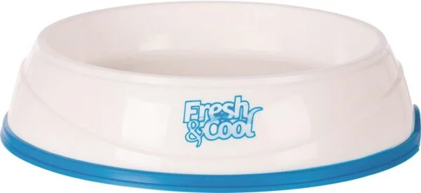 Hunde-/katteskål i plast fresh & cool 0,25 l, ø17 cm hvit/blå