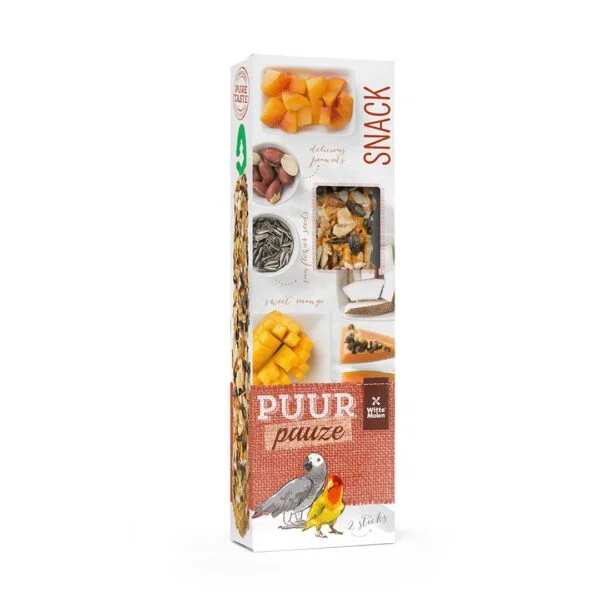Puur sticks dvergparakitt/papegøye m/papaya og kokos 2 stk 140g