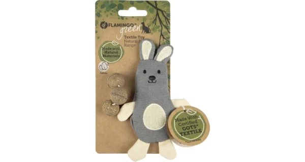 Katteleke Natural Fun Kanin grå/beige m/lomme til catnipkuler 14cm