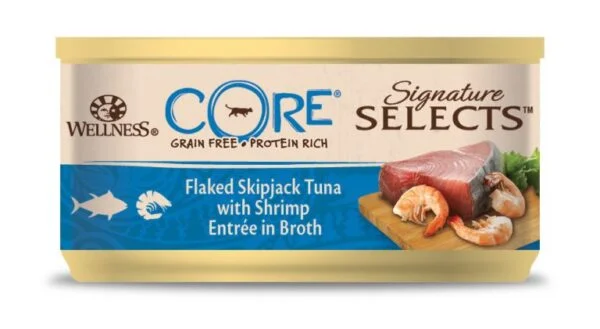 Core Cat Selects Flaked tunfisk med reker i kraft 79 g