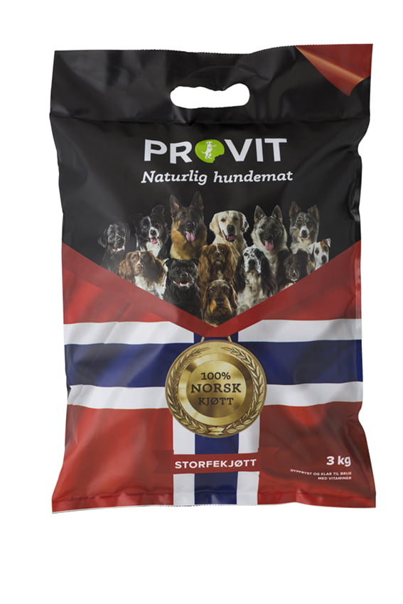Provit frossen storfekjøtt m/vitamin 3 kg