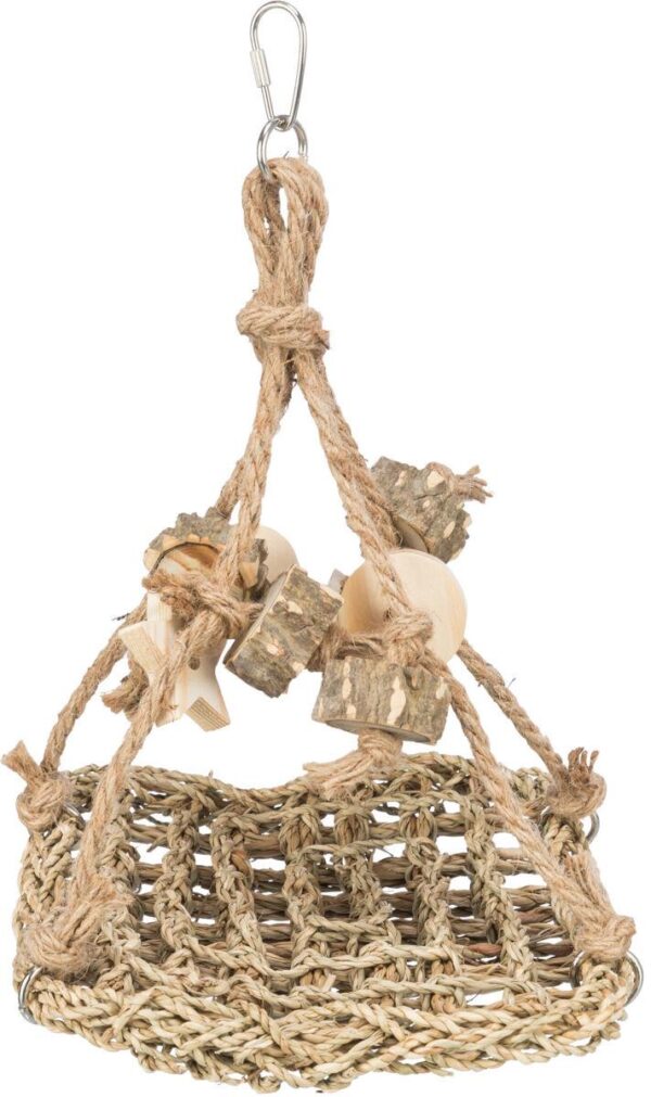 Fugleleke huske i sjøgress/tre 19x19cm