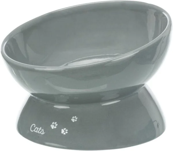 Keramikkskål Katt XXL Ergonomisk Grå 0,35L ø17cm