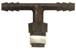 Adapter t-stykke med to stk 5mm (3/16") slangetilkoblinger til 1 stk 1/8" skrutilkobling han