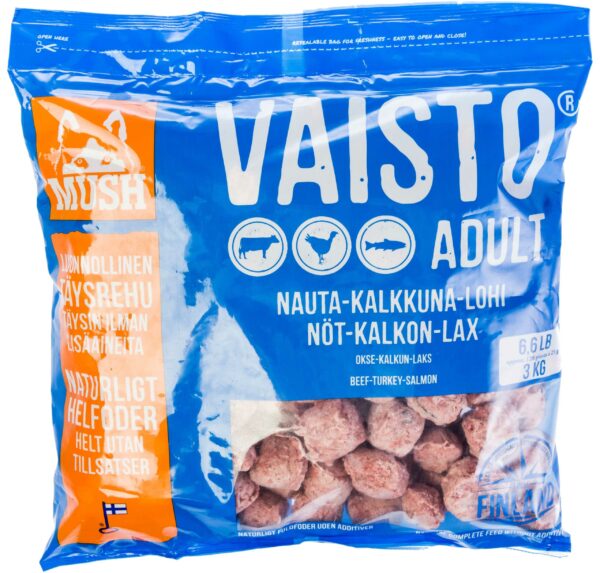 Mush B.A.R.F Vaisto adult blå storfe/kalkun/laks 3 kg