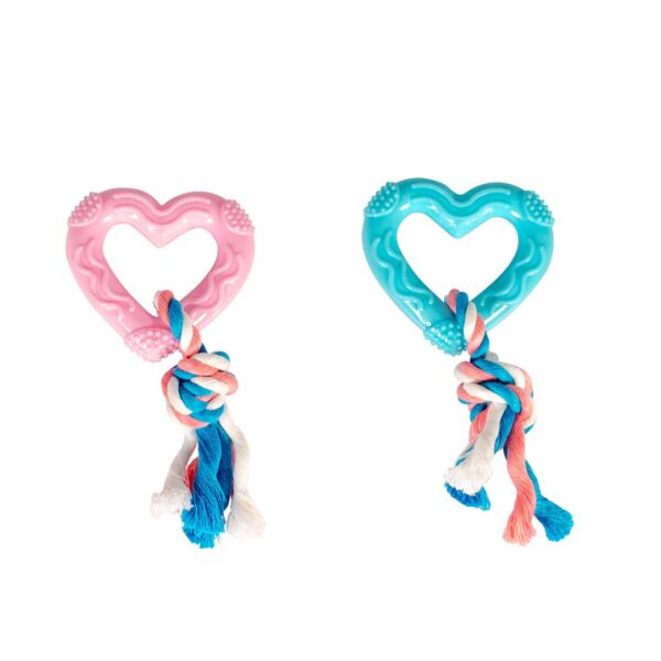 Hundeleke TPR Gummi puppy hjerte m/tau 14cm