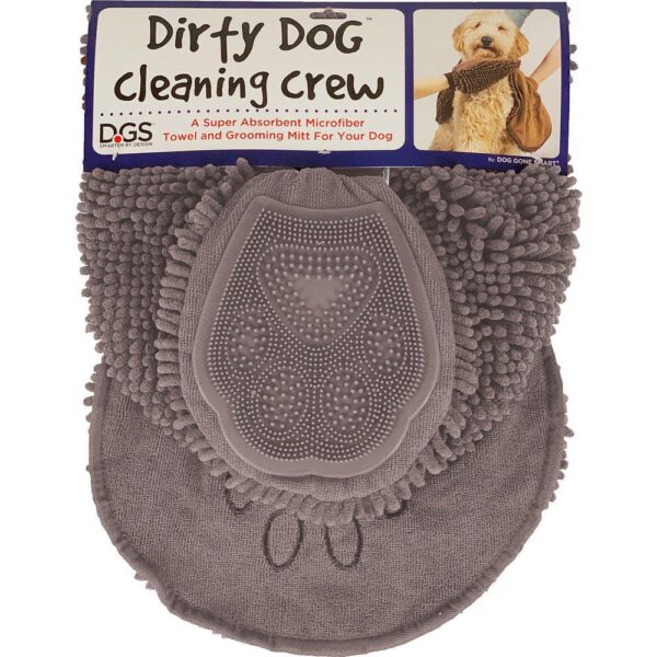 DogGoneSmart Dirty Dog Cleaning Crew Hanske+Håndkle Grå