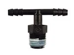 Adapter t-stykke med to stk 5mm (3/16") slangetilkoblinger til 1 stk 1/4" skrutilkobling han