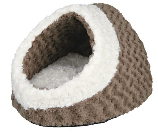 Kattehule Kaline plysj taupe/cream 41x26x35cm