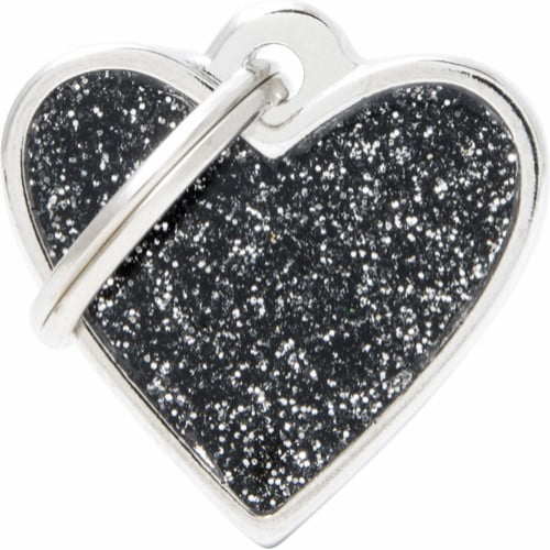 My Family Tags shine hjerte svart liten