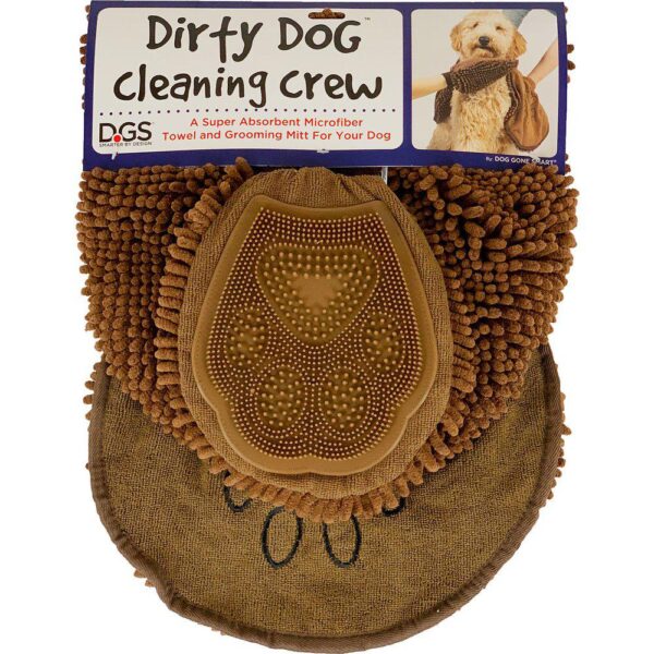 DogGoneSmart Dirty Dog Cleaning Crew Hanske+Håndkle Brun