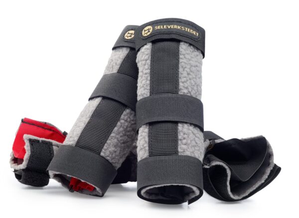 Seleverkstedet Fleece dog leg protector grå skaremansjetter 4pakk M