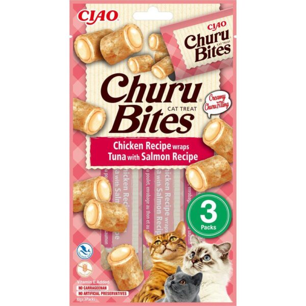 Churu Cat Bites Chicken/tuna Wrap med Salmon 3stk