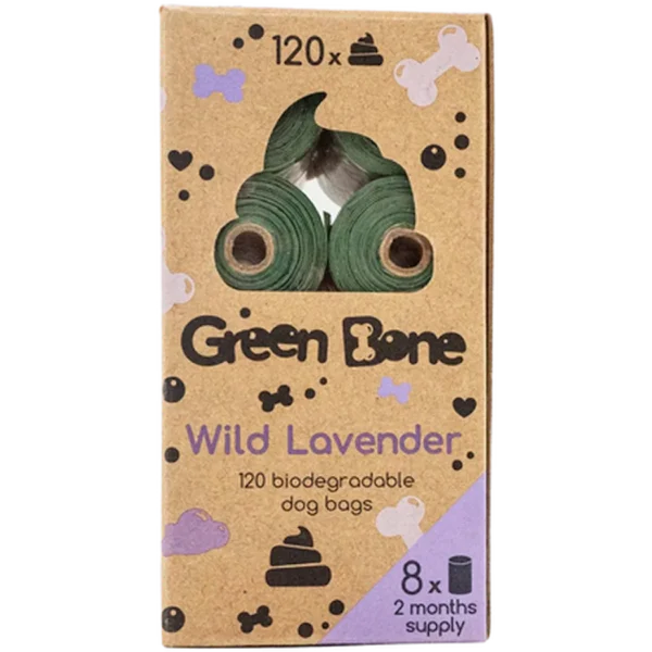 Green Bone bioposer pakke med 8 ruller (120 poser) refill Lavender