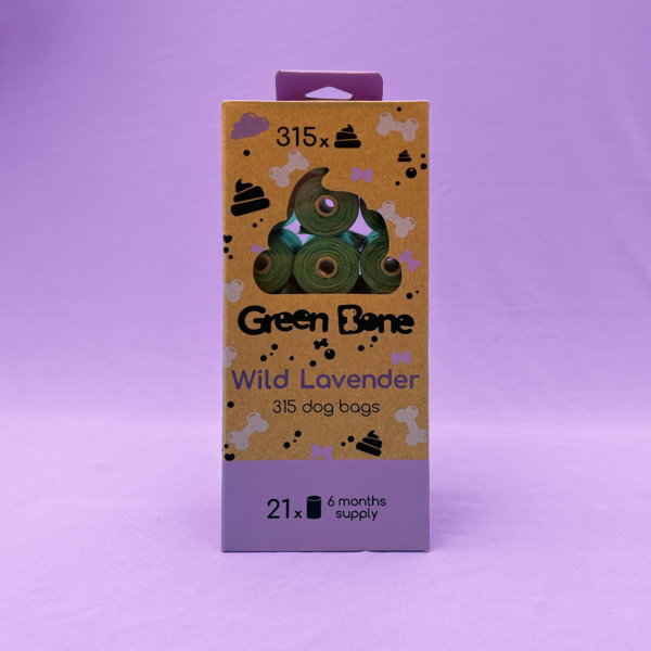 Green Bone bioposer pakke med 21 ruller (315 poser) refill Lavender