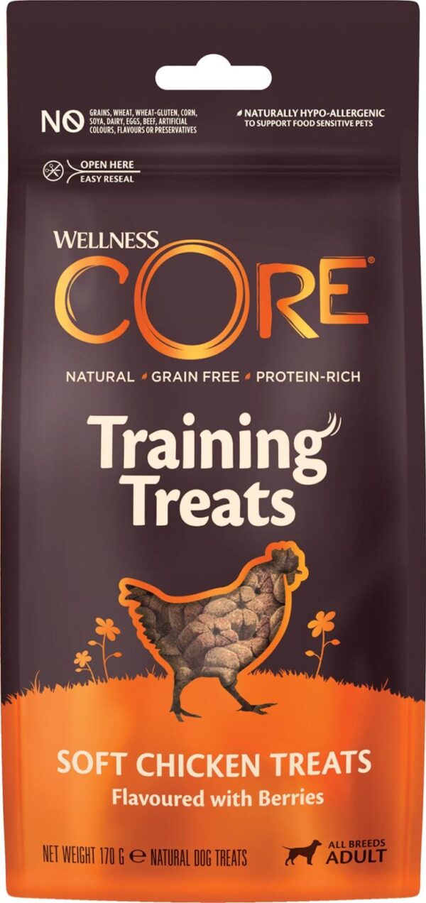 Core Protein Bites soft godbiter med smak av kylling og bær 170 g