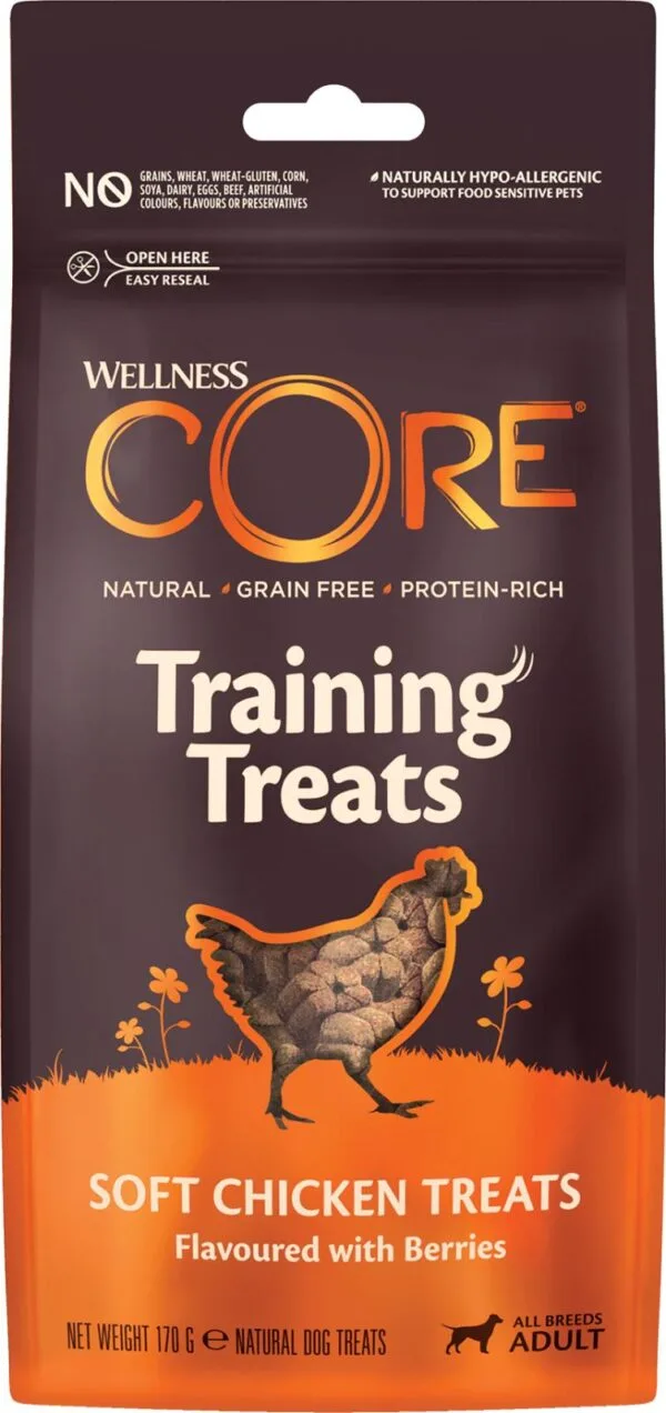 Core Protein Bites soft godbiter med smak av kylling og bær 170 g