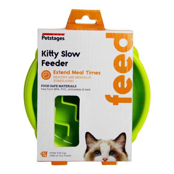 Petstages Kitty Slow Feeder grønn 14cm