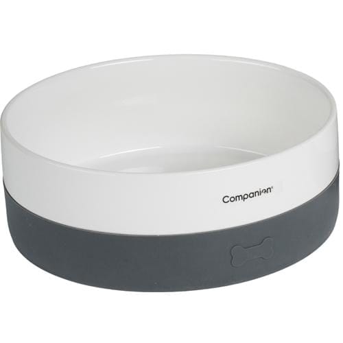 Companion Keramikkskål m/silikonbunn Hvit/grå 1L