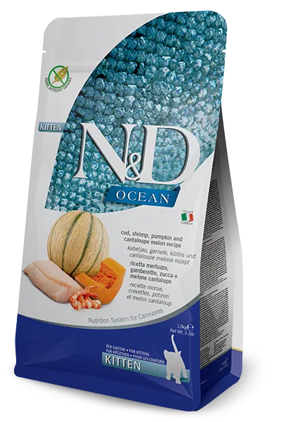 Farmina N&D Cat Ocean Cod, Shrimp, Pumpkin & Cantaloupe Melon Kitten 1,5kg