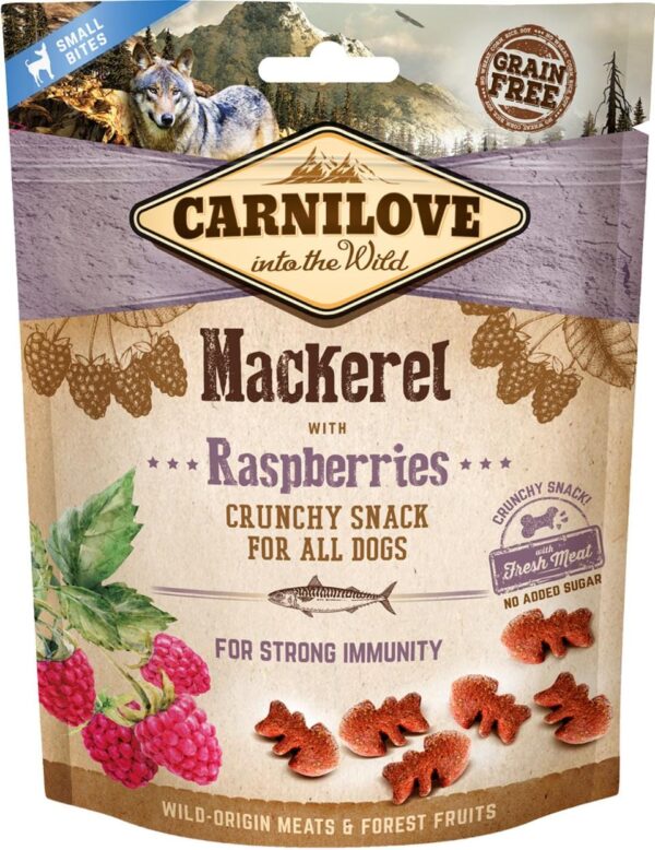 Carnilove Crunchy snack makrell og bringebær 200g