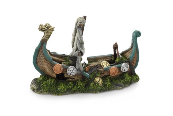 Akvariedekorasjon Vikingskip 25,5x10,5x16,5cm