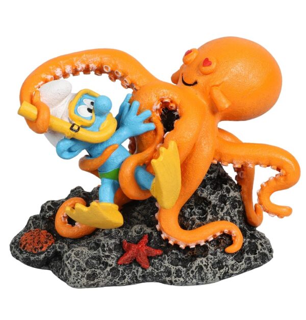 Akvariedekorasjon Smurfs Underwater Octopus 13,4x7,9x9,8cm