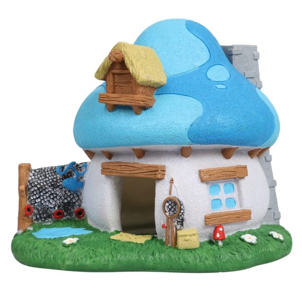 Akvariedekorasjon Smurfs Forest Fishing House til luftpumpe 13,4x9,8x11cm