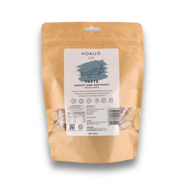 Hokuô™ Godbiter Taste brisling og rødbet 100g
