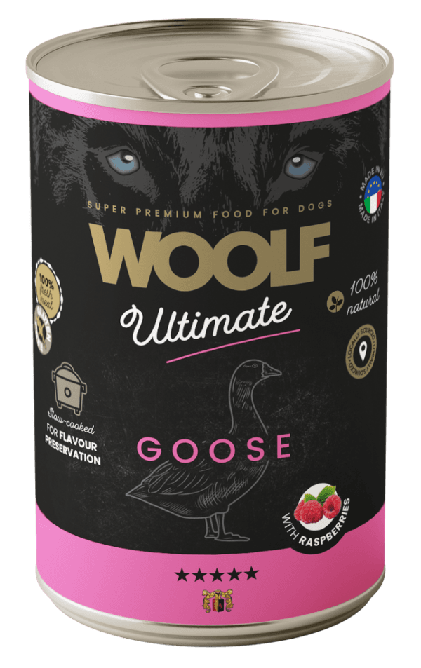 Woolf Ultimate Dog Våtfôr Goose w/raspberry 400g