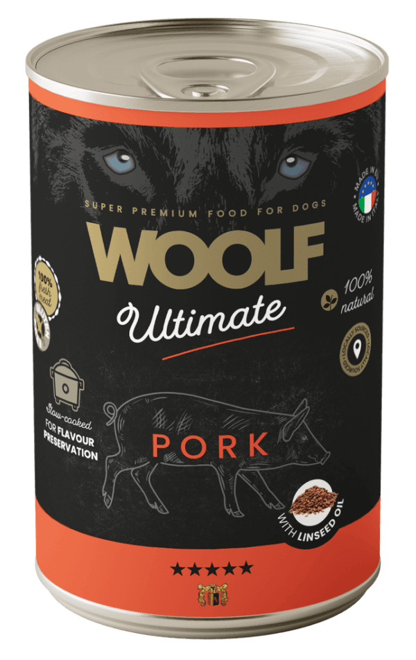 Woolf Ultimate Dog Våtfôr Pork w/Linseed Oil 400g