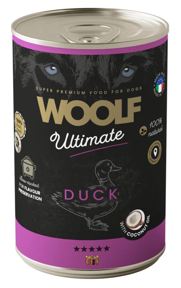 Woolf Ultimate Dog Våtfôr Duck w/Coconut oil 400g