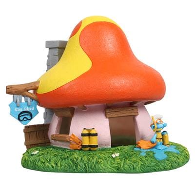 Akvariedekorasjon Smurf Hus Dykkerskole 16,8x14,7x14,7cm