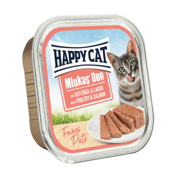 Happy Cat Minkas Duo Menu Fugl & Laks 100g