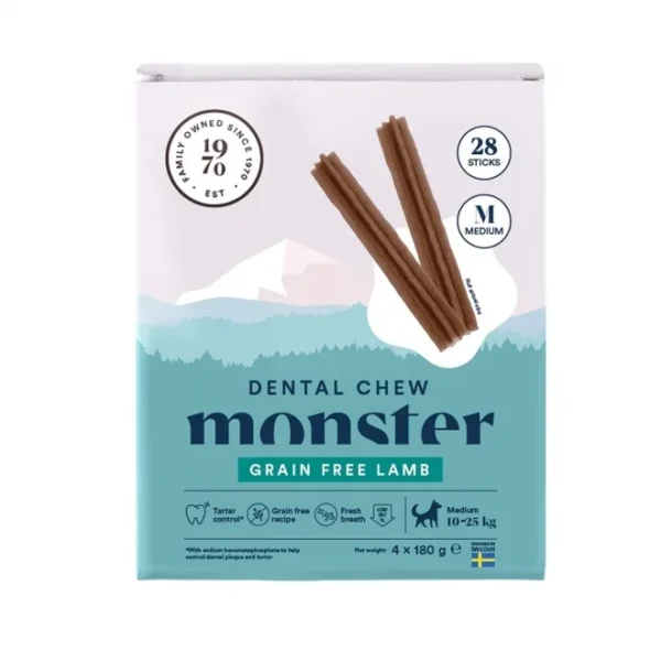 Monster Dog Dental Chew Lamb M Month 28stk/720g