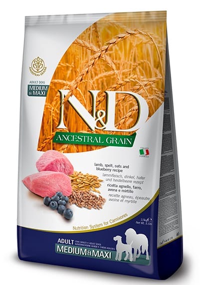 Farmina N&D Dog Ancestral Grain Dog Lamb, Spelt, Oats & Blueberry Adult Medium & maxi 12kg