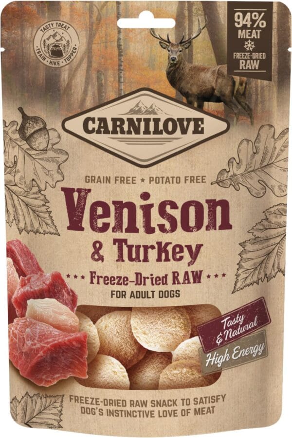 Carnilove Frysetørket RAW Snacks Venison & Turkey 60g