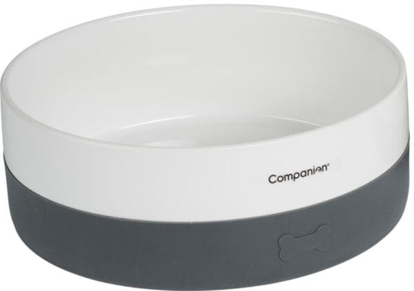 Companion Keramikkskål m/silikonbunn Hvit/grå 0,4L