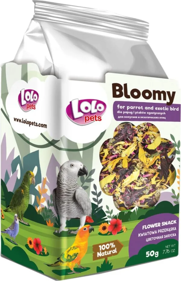 LoloPets Bloomy Blomstersnacks til fugl 50g