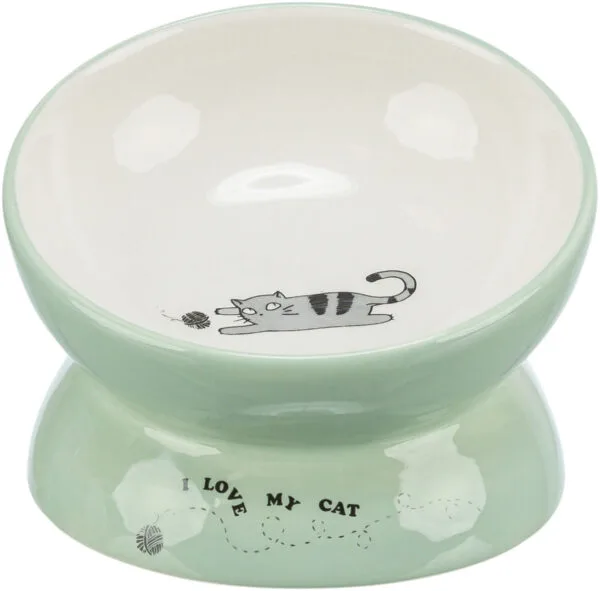 Keramikkskål katt Ergonomisk Sage/hvit 0,15L ø13cm